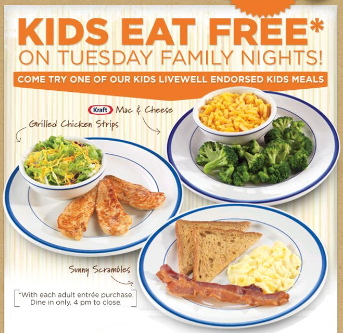 Orlando Daily Deals Kids Eat Free on Tuesday Night at Bob Evans (4 pm