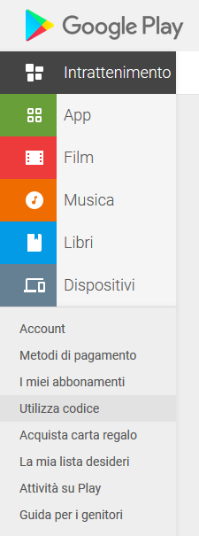 Google Play Utilizza codice