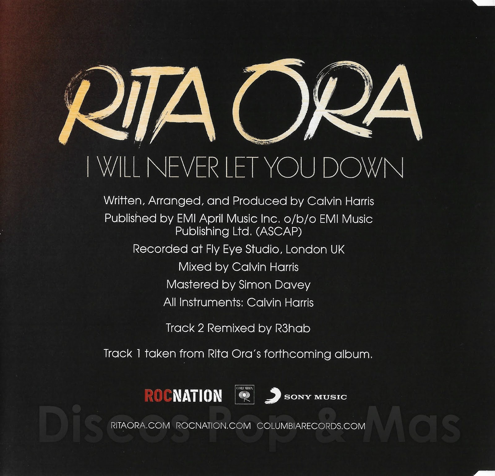 Discos Pop & Mas Rita Ora I Will Never Let You Down (Single)