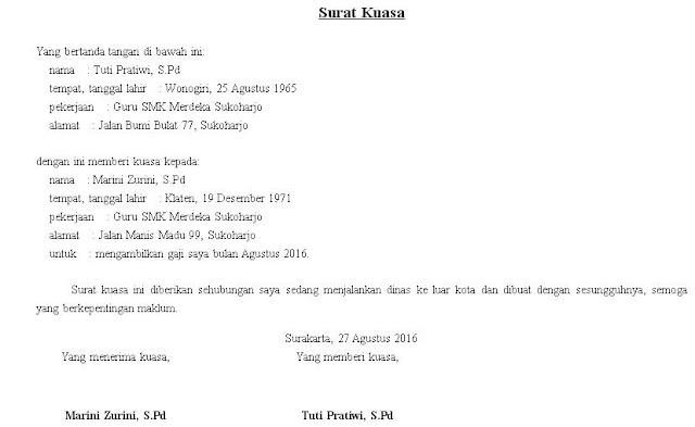 9 Contoh Surat Kuasa Lengkap Terbaru 2018 Cara