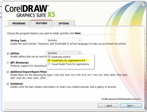 Visual basic for app corex x5