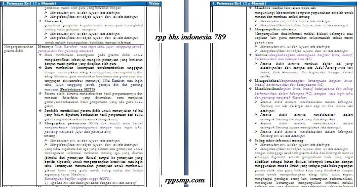 Download Rpp Bahasa Indonesia Smp Kelas 7 8 9 Kurikulum