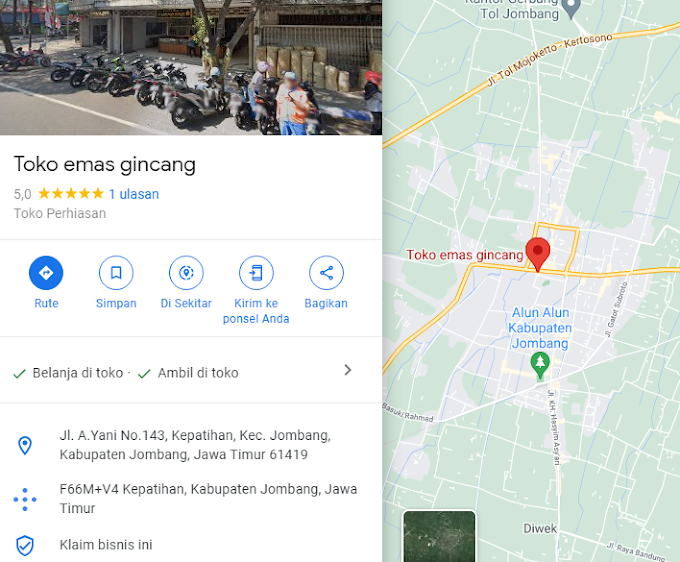 Harga Toko Emas Gincang Jombang - Lihat Lokasi Maps Toko Emas Jombang