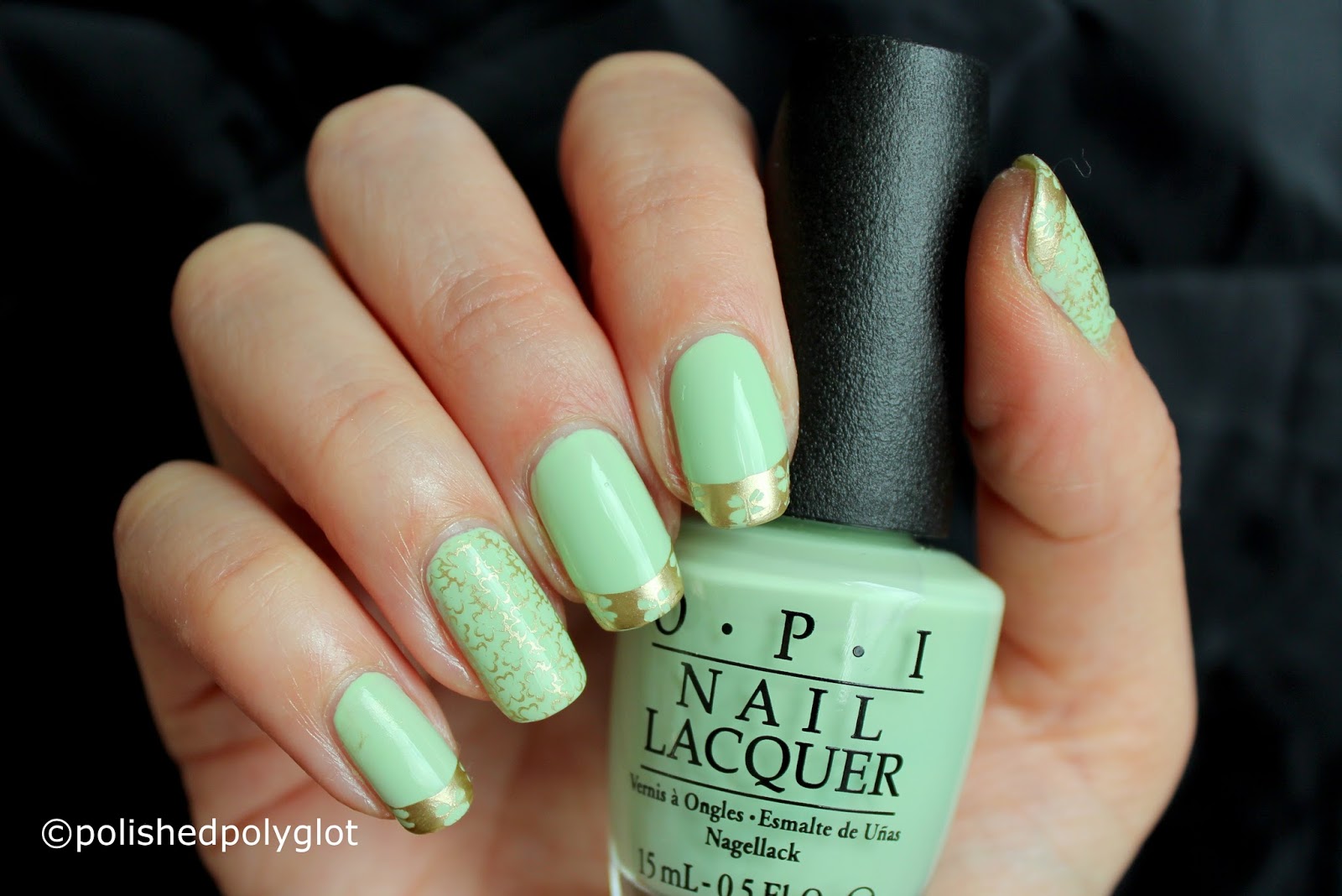 9. Mint Green and Gold French Tip Nails - wide 6