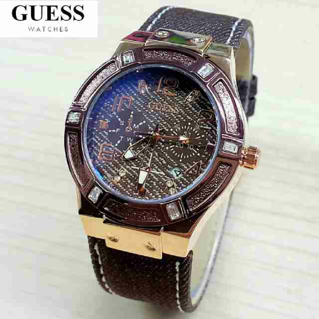 Jam Tangan Jam Tangan Guess Denim G012 Coklat Toko Jam