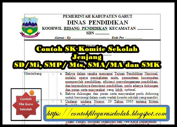 Contoh Sk Komite Sekolah Untuk Jenjang Sd Mi Smp Mts Sma Ma Dan Smk Bansos Tunai