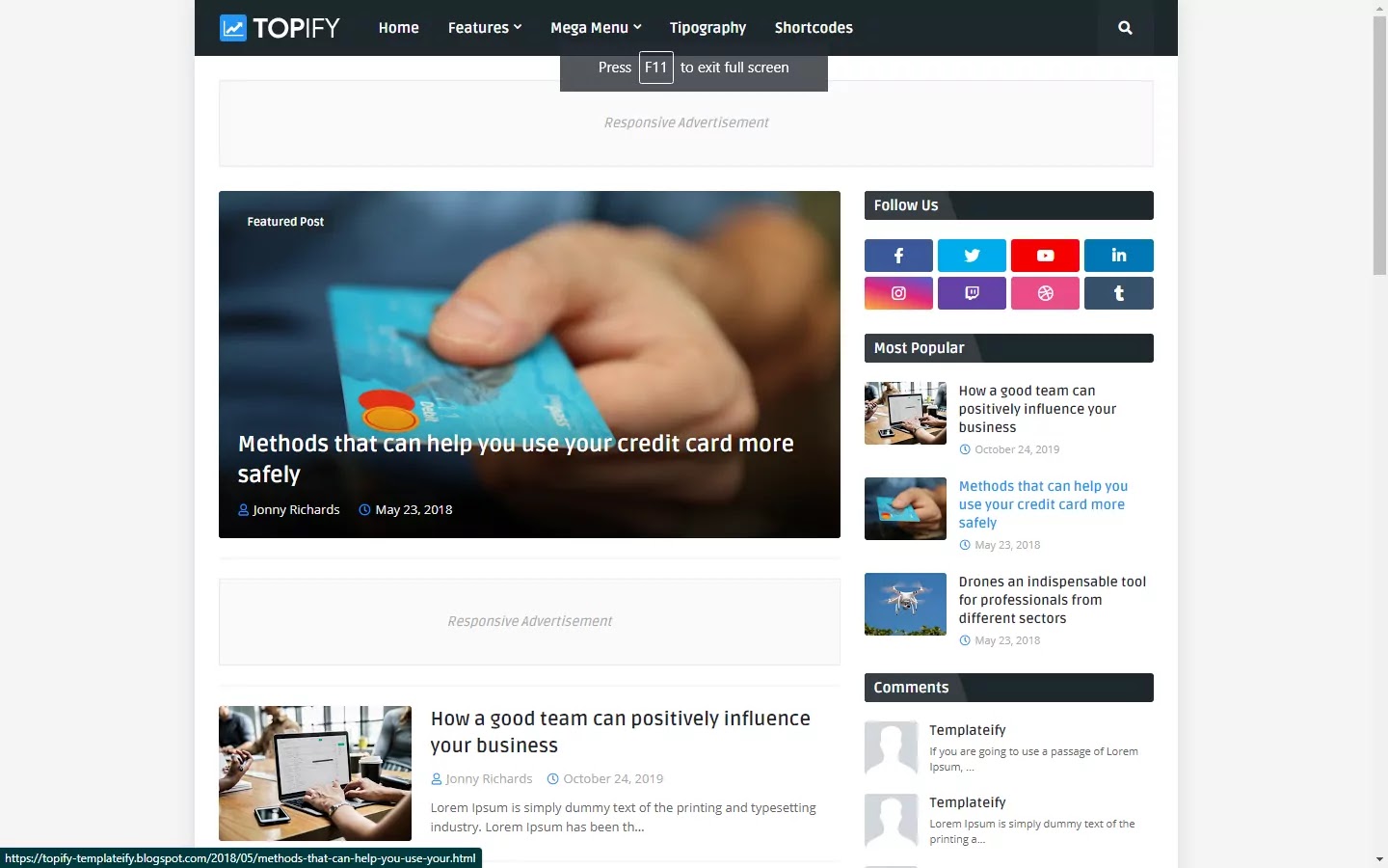 300+ Professional Blogger Templates - Amp, SEO Friendly, Responsive, and Fast Loading Template Topify - Responsive Blogger Template