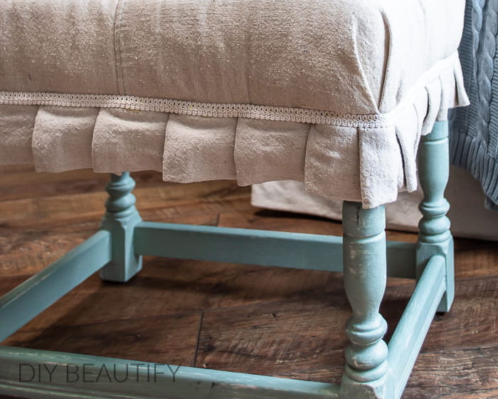 Footstool Makeover using a Drop Cloth DIY Beautify Creating Beauty