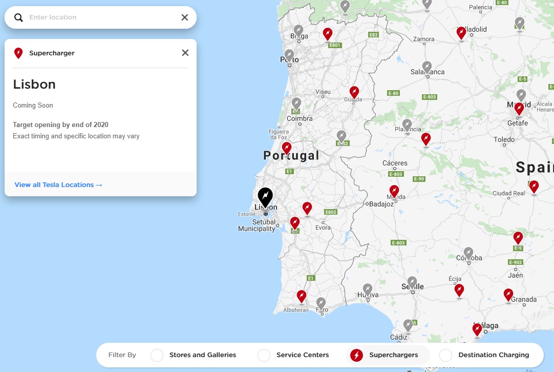 Tesla expande rede Supercharger em 2020 em Portugal Aberto até de