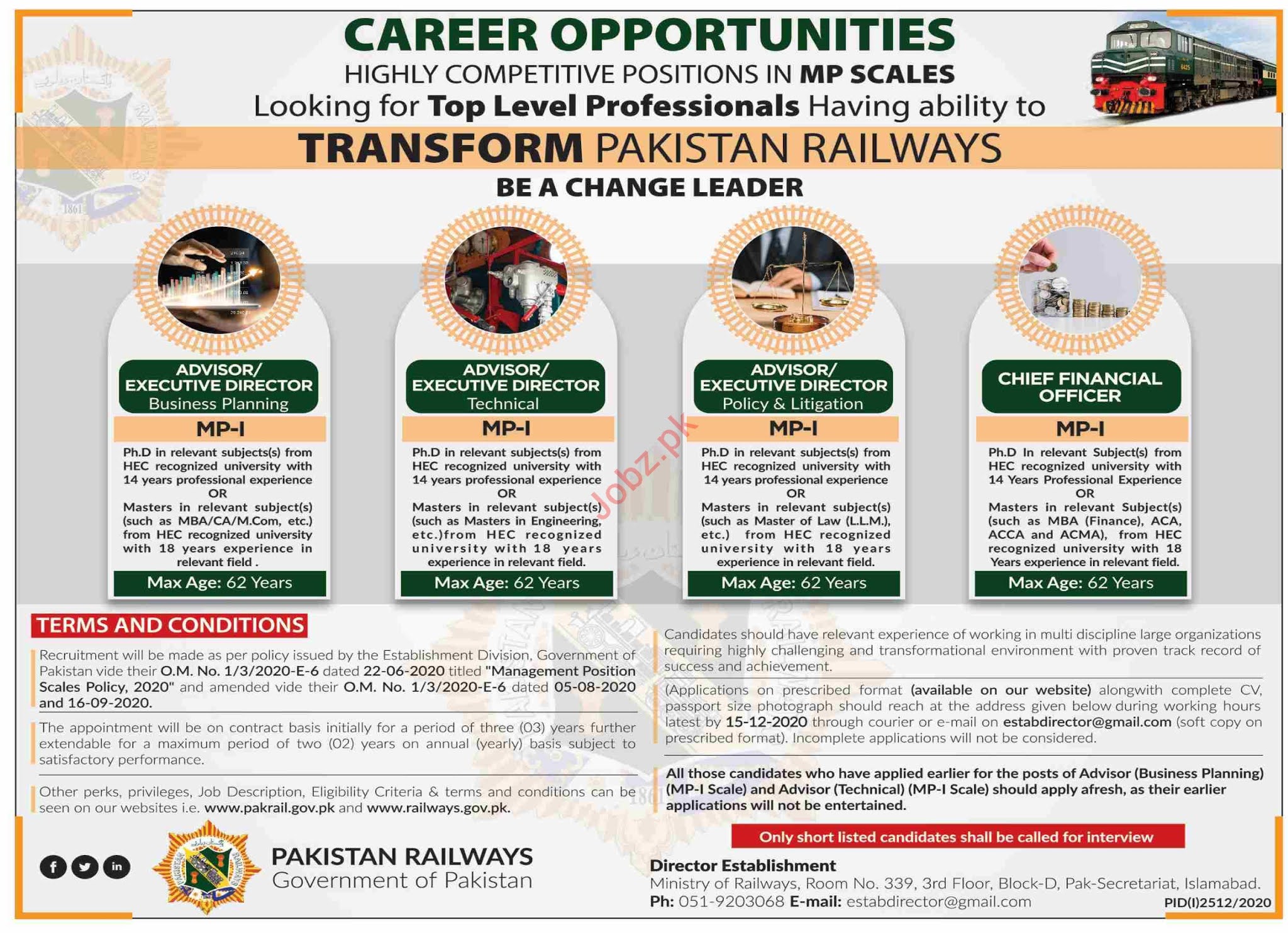 Latest Ministry of Railways Jobs 2020