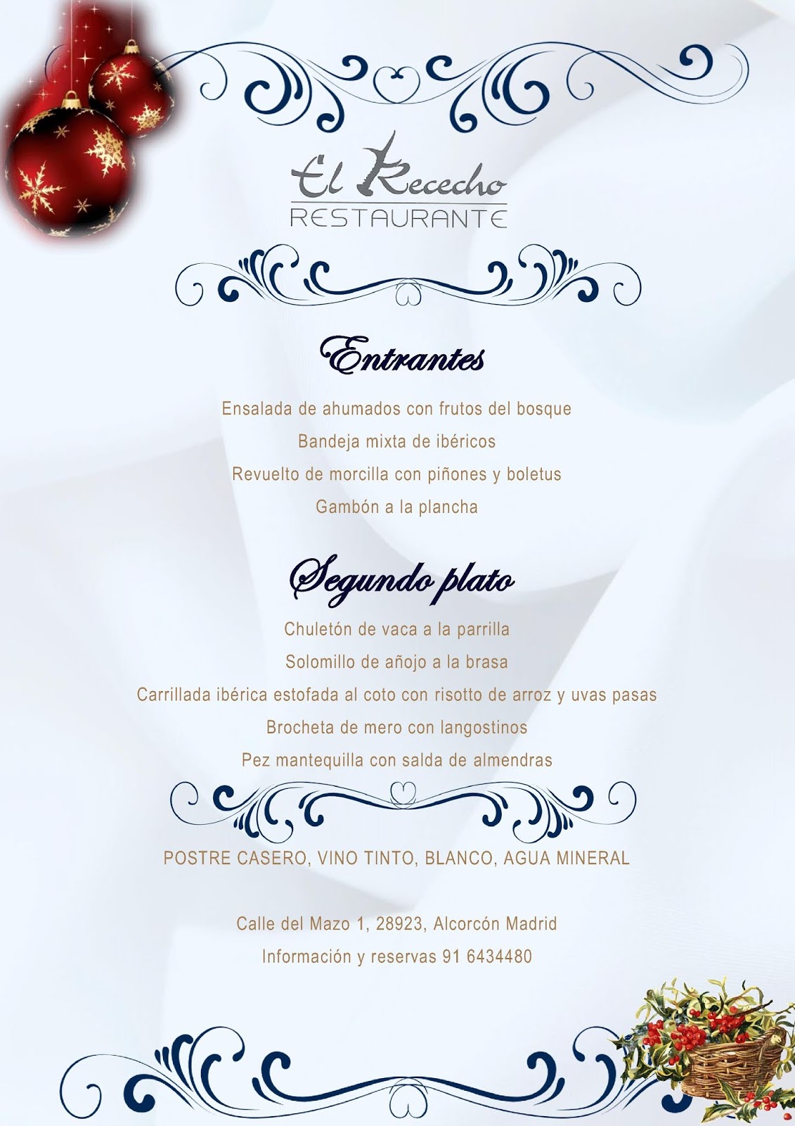 Menús de NAVIDAD Restaurante El Rececho (Alcorcón Madrid)