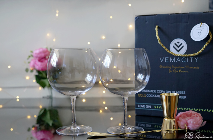 Handmade Copa Gin Glasses with Gold Bar Accessories from Vemacity