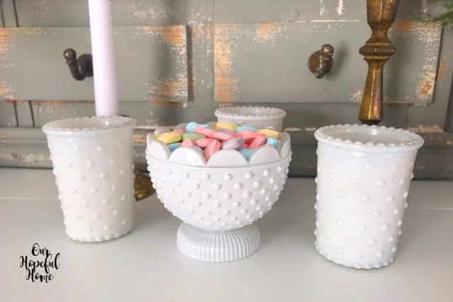 milk glass candle holders candy dish