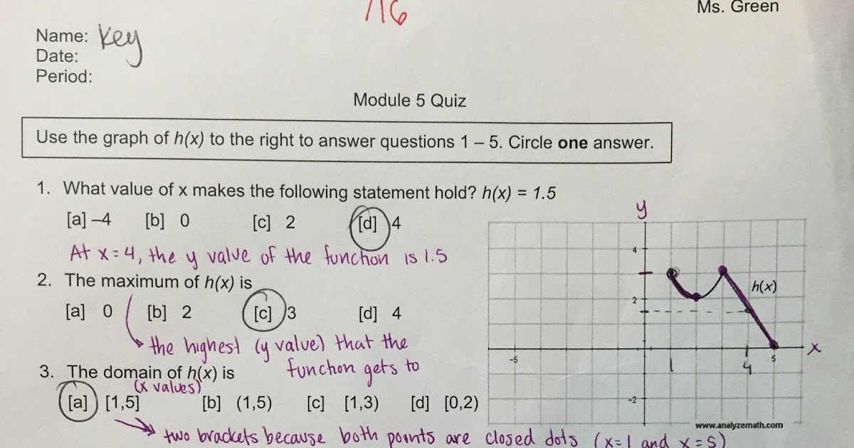 Math with Ms. Green: Module 5 Quiz Solutions