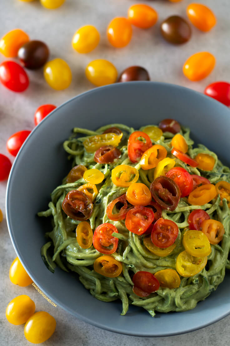 Zucchini Spaghetti with Avocado Sauce Zucchini Spaghetti with Avocado Sauce