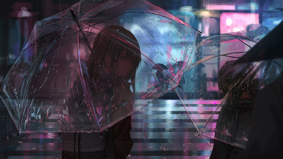 Anime, Girl, Umbrella, Raining, 4K, #207 Wallpaper