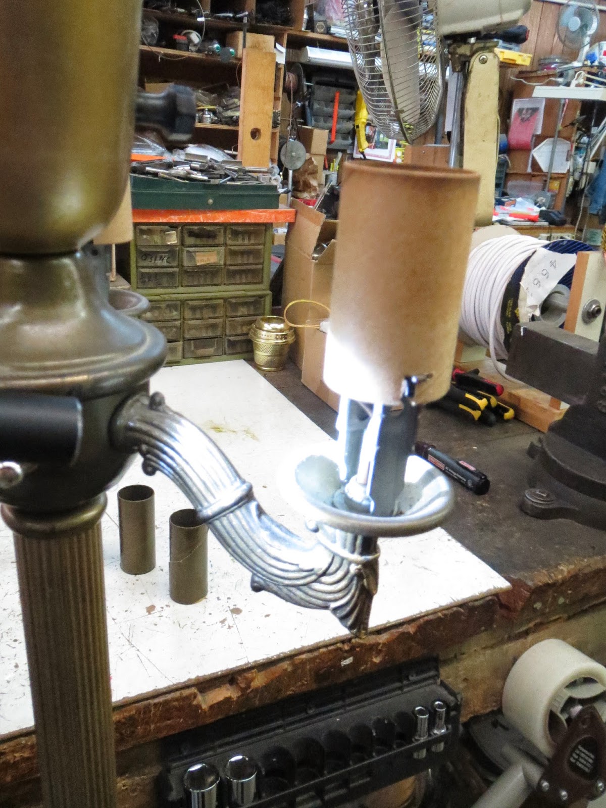 Lamp Parts and Repair | Lamp Doctor: Broken Antique Brass Reflector