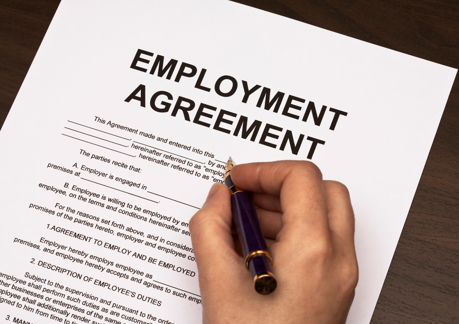 Employment Types Contract And Agreements