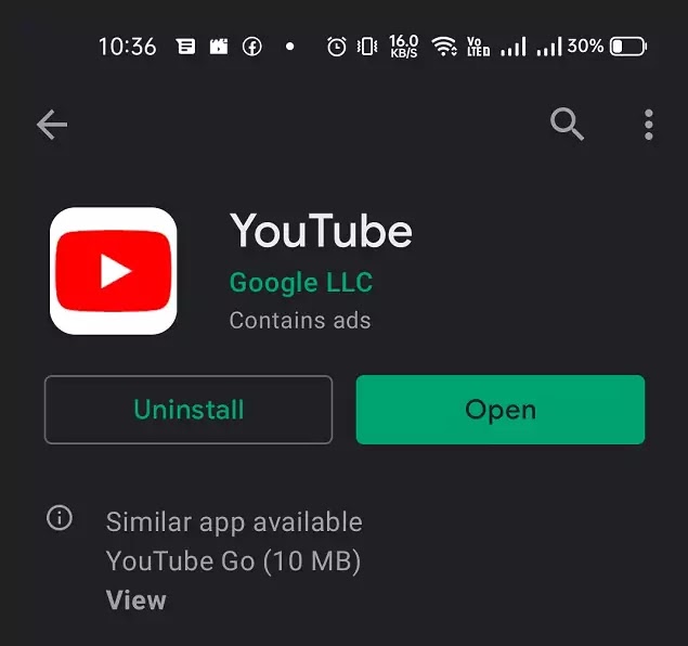 Reinstall the YouTube App