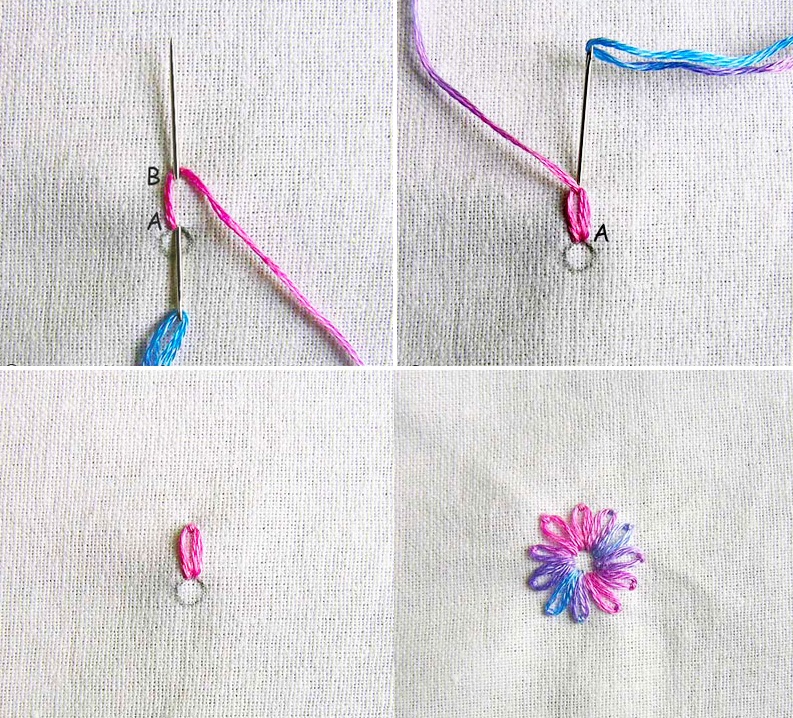 Hướng dẫn thêu mũi Lazy Daisy