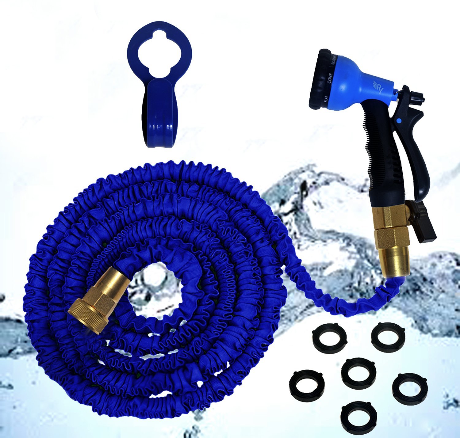 Expandable Garden Water Hose, 50 Ft, Flexible & Heavy Duty with Brass
