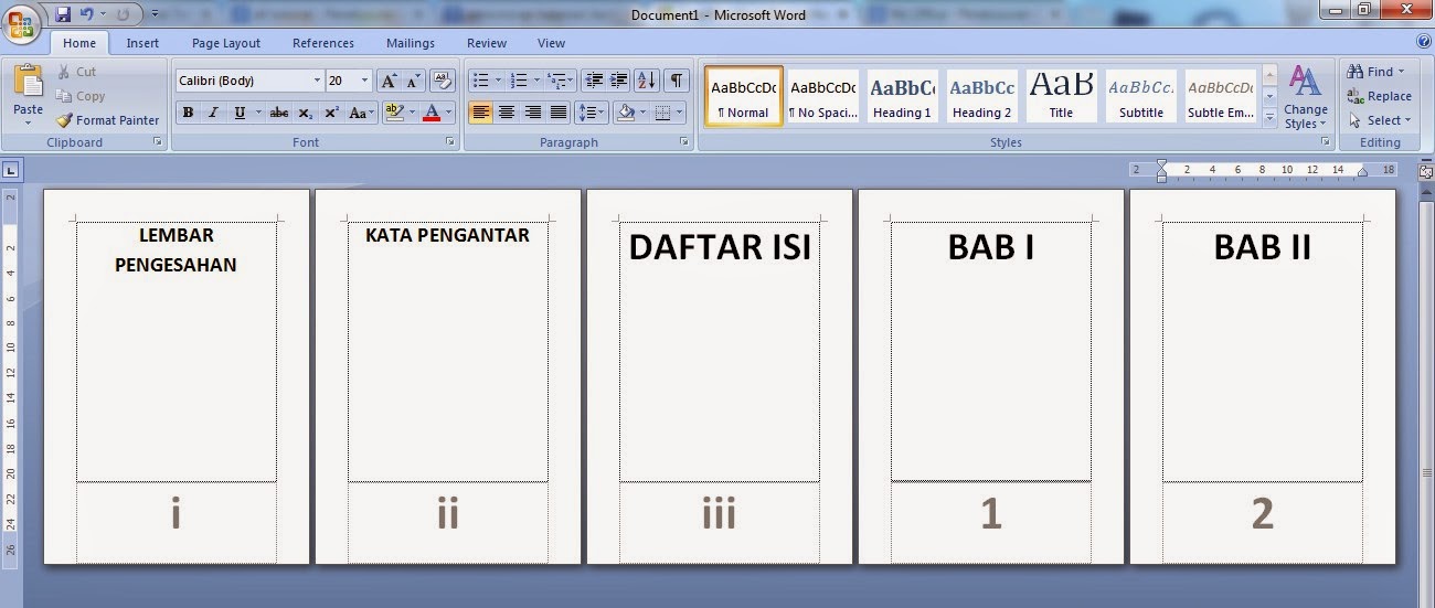 Membuat Nomor Halaman Romawi dan Angka MS Word