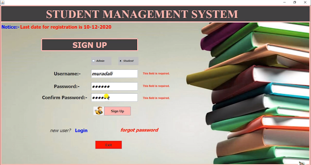 sign up as a Student.