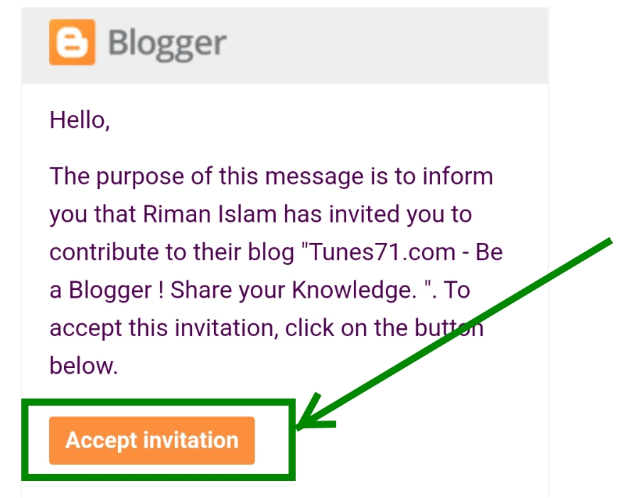 Now check that email inbox will get a mail like below. Click on "ACCEPT INVITATION".