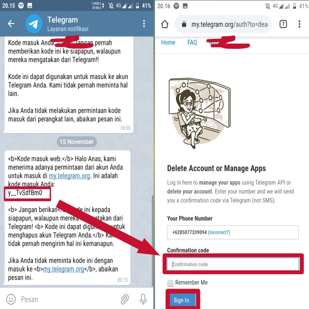 Cara Menghapus Akun Telegram Secara Permanen Maskere