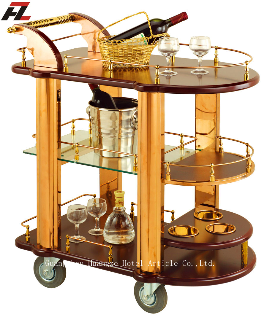 China hotel supplies manufacturer Restaurant Wine Trolley with Four