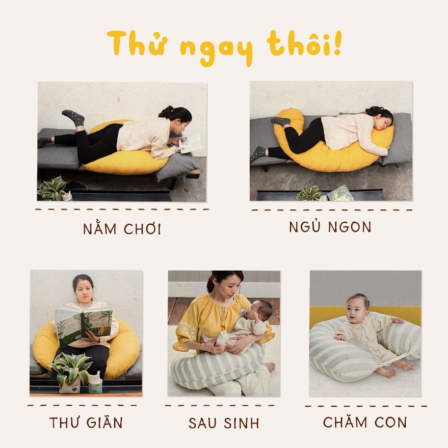 [A159] Món quà của bố: Gối Bầu Đậu Khuyết - Giấc ngủ thoải mái cho hai mẹ con