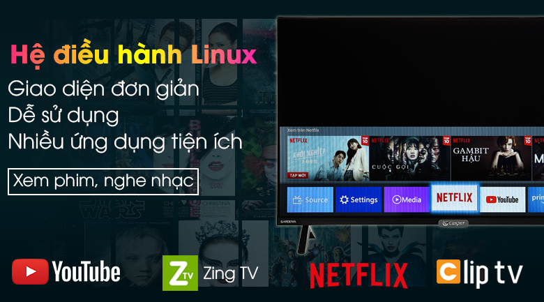 TIVI CASPER 43FX6200 SỬ DỤNG HỆ ĐIỀU HÀNH LINUX OS 5.1