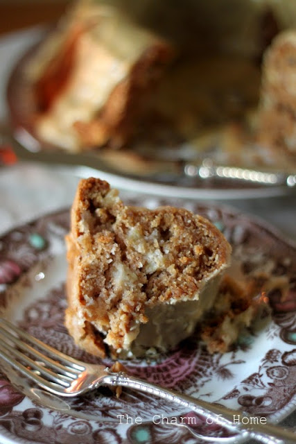 Chunky Apple Walnut Cake with Caramel Glaze:Charm of Home