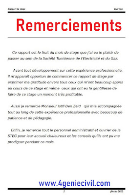Rapport de stage remerciement exemple pdf
