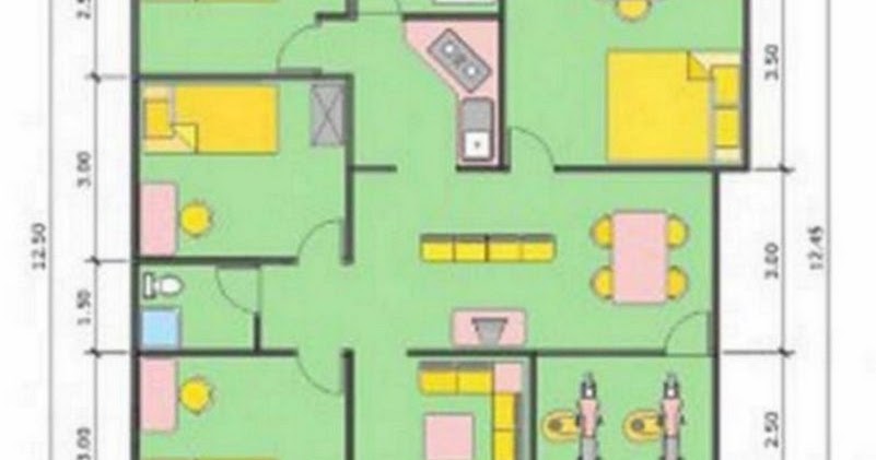 4 GBR DENAH RUMAH UKURAN 10X12 M MENARIK