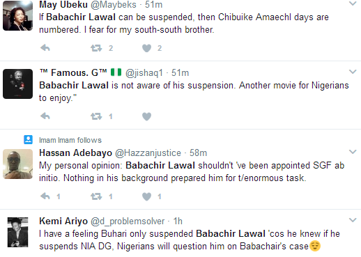 4 Mixed reactions trail the suspension of Secretary to the Govt of the Federation SGF, Babachir Lawal