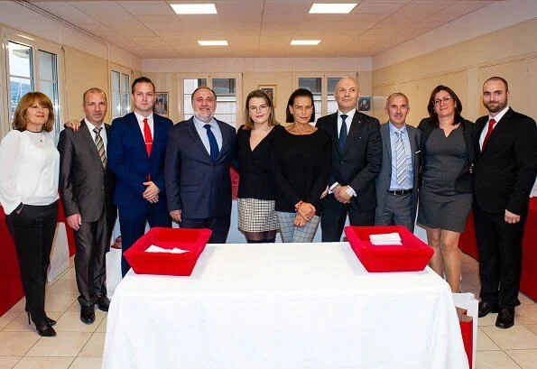 Princess Stephanie of Monaco and Camille Gottlieb visited elders at the Foyer of Rainier III eve Monaco National Day 2019