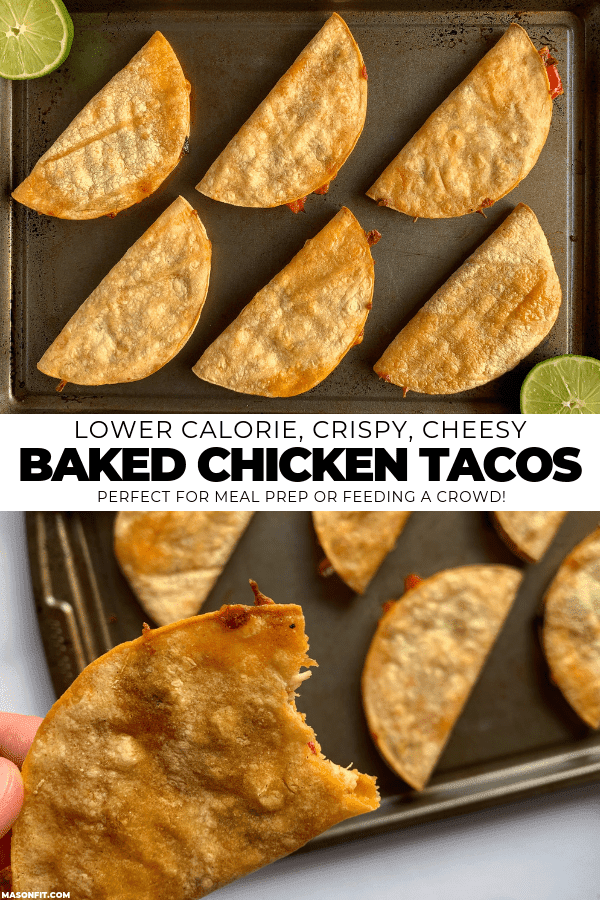 Cooked chicken and other fillings stuffed inside corn tortillas and baked until crispy. Perfect for a quick meal or prepping in bulk.