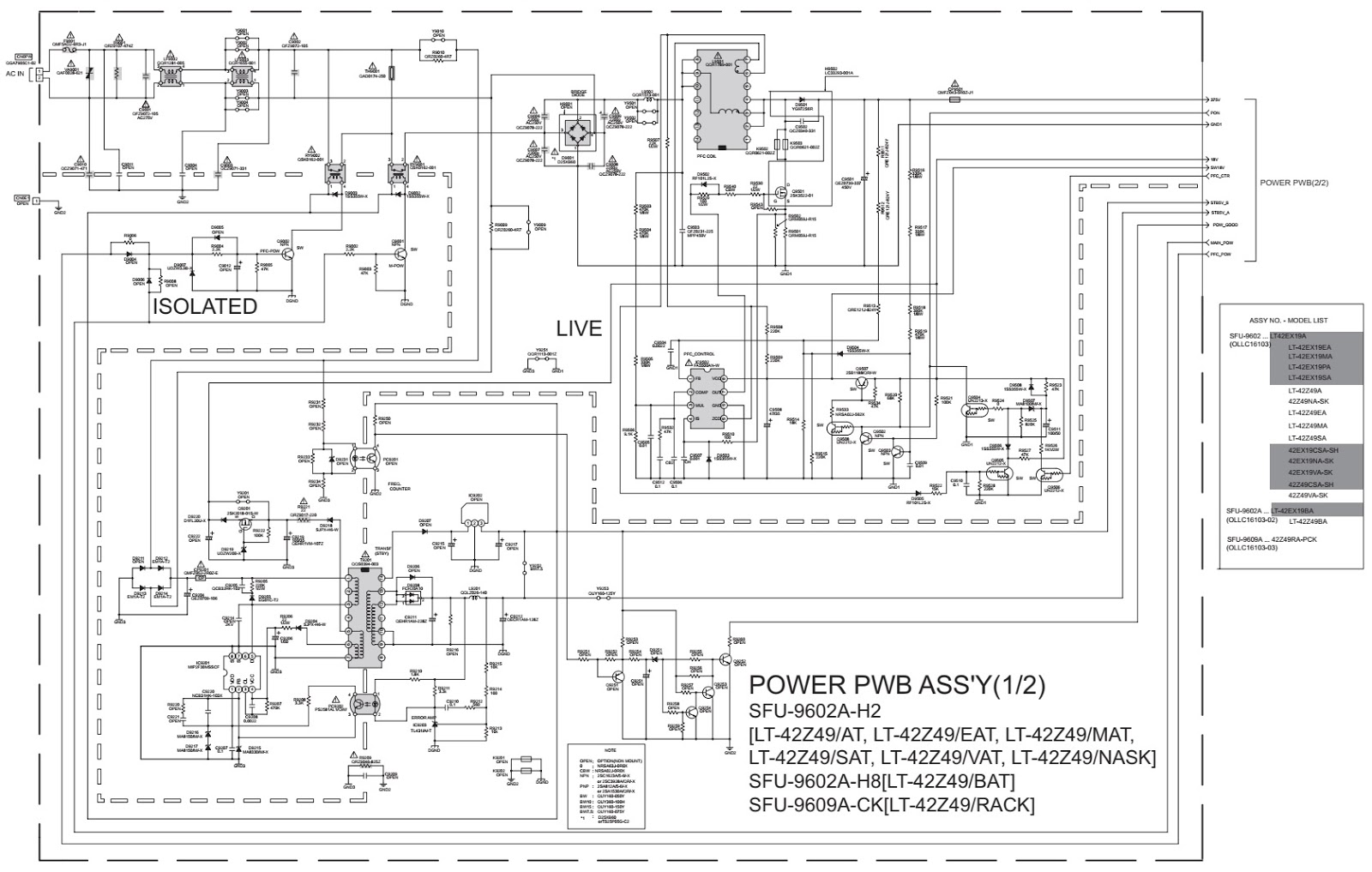 Schematic Diagrams: LT42Z49 JVC LCD TV SMPS schematic, digital