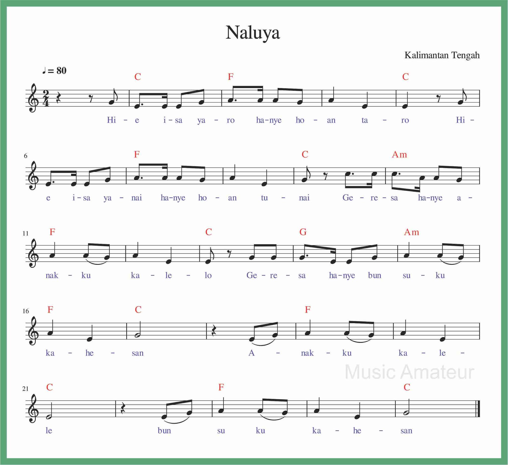 Not Angka Naluya SEPUTAR MUSIK