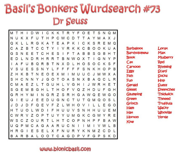 Brain Training with Professor Basil Free Printable Dr Seuss Wordsearch @BionicBasil®Downloadable Puzzle Fur Purrsonal Use Only