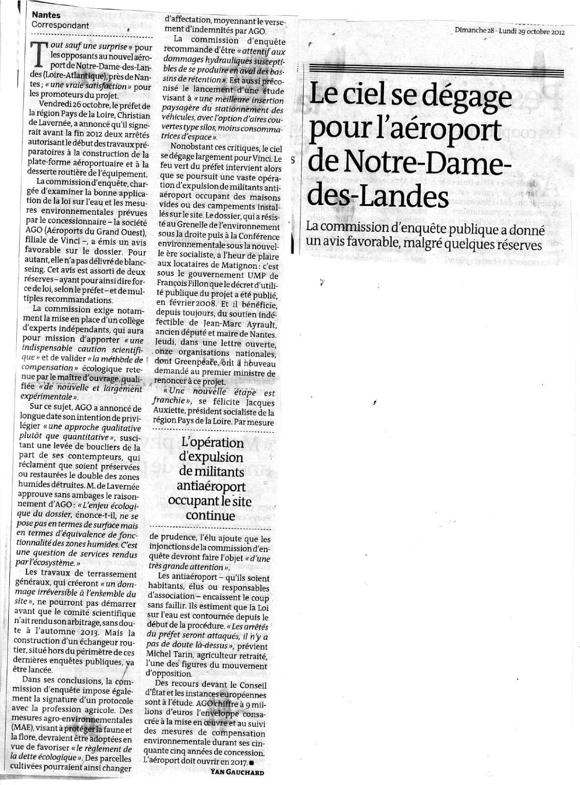 le mur parle Notre Dame des Landes article Le Monde