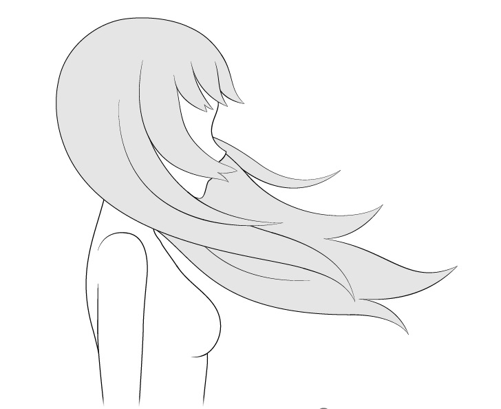 Gambar garis rambut bertiup anime