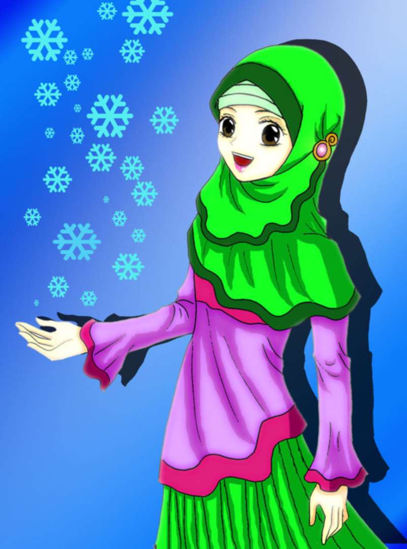 Gambar Kartun Muslimah Sedang Duduk Top Gambar