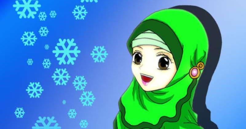 Gambar Kartun Muslimah  Sedang Duduk  Top Gambar