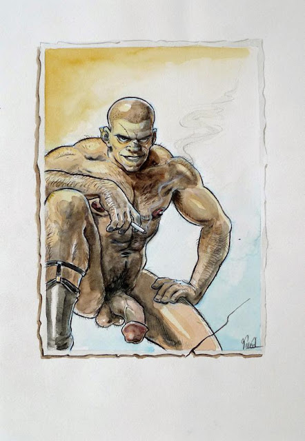 MALE DRAWING ART BLOG : BENOIT PREVOT DRAWING PENCILS AND WATERCOLOUR ON PAPER