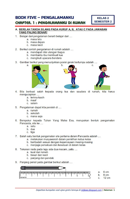 Download Soal Tematik Kelas 2 Semester 2 Tema 5 Subtema 1