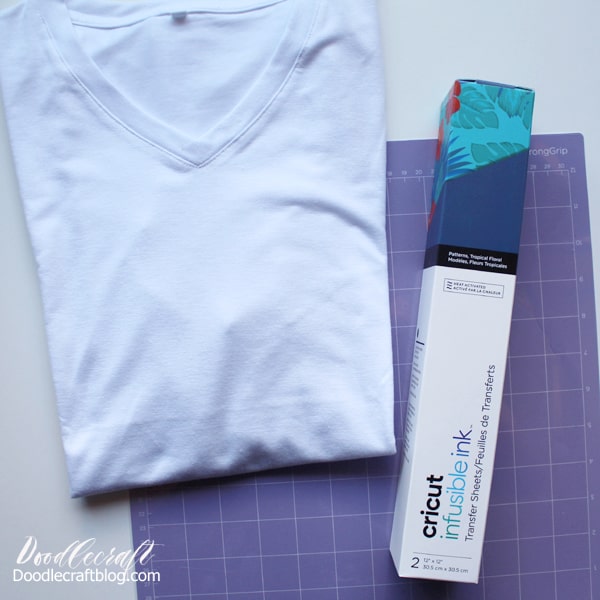 Layering Cricut Infusible Ink Transfer Sheets on T-Shirts. 