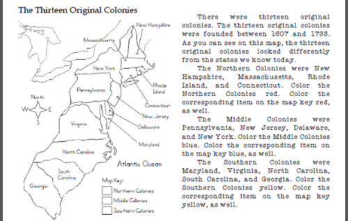 13 Original Colonies Map and Abbreviations