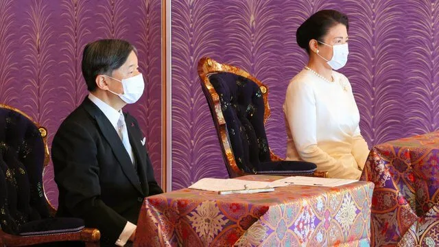 Emperor Naruhito, Empress Masako, Crown Prince Fumihito, Crown Princess Kiko, Princess Kako, Princess Mako